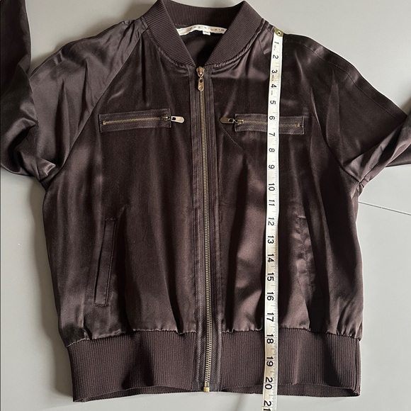 Max Studio Women's Brown Silk Bomber Zip Up Jacket size XS - Picture 5 of 14